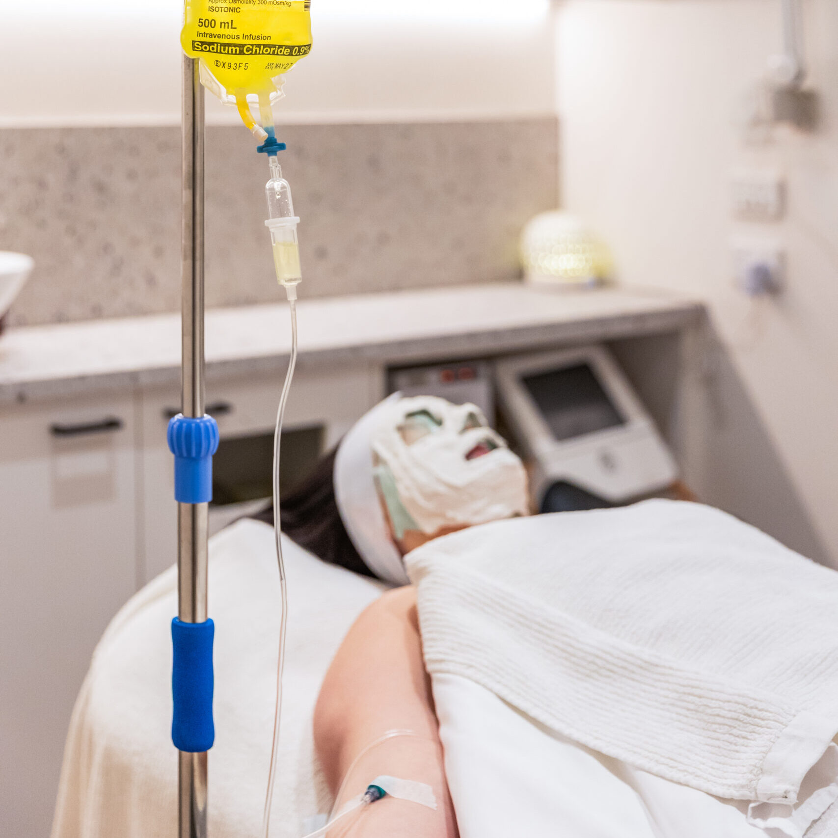 Beauty Science Patient receiving a wellness infusion during a facial treatment at Beauty Science Richmond.